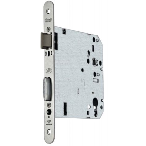 Vachette – Serrure monopoint en applique 120mm – Entraxe 70mm – Pêne dormant oblong nickelé – Finition époxy noir – Pour portes en bois dur - Entraxe70