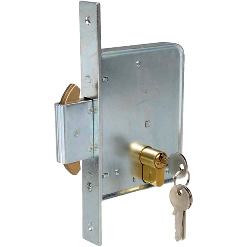 Serrure à mortaiser avec double crochet rentrant e 58