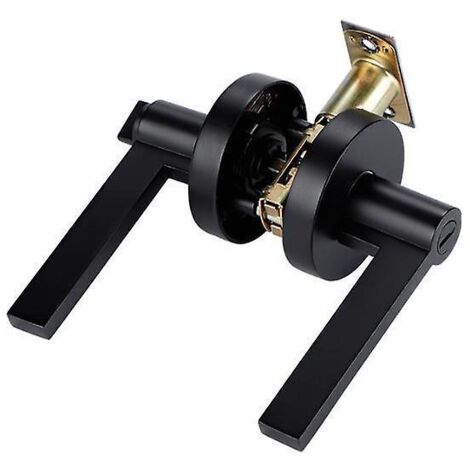 serrure  Poigne Noire Serrure De Porte En Alliage Lectro-galvanis  Trois Barres Robuste Serrure De Porte De Salle De Bain Toilette