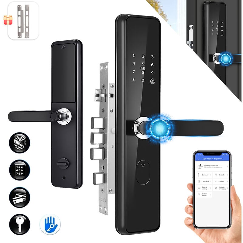 Serrure Porte Empreinte Digitale Sdlogal Serrure de Porte Antivol Intelligente, Code de Mot de Passe Serrure Électronique, avec Intelligent