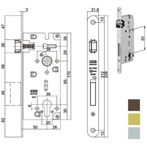 Serrure pour bois Duo E60 Bronzée 851 Agb
