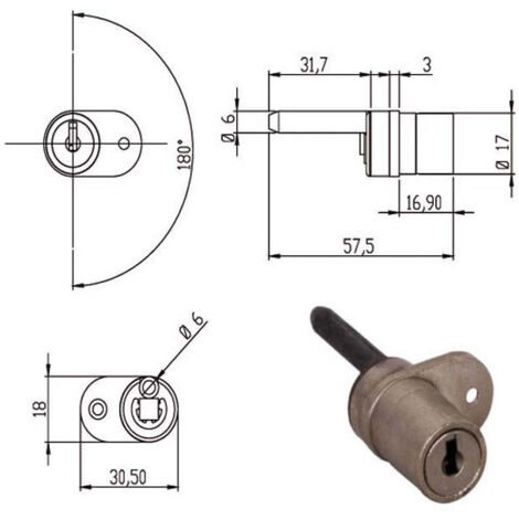 Serrure pour meuble avec pivot horizontal 163481 Omr