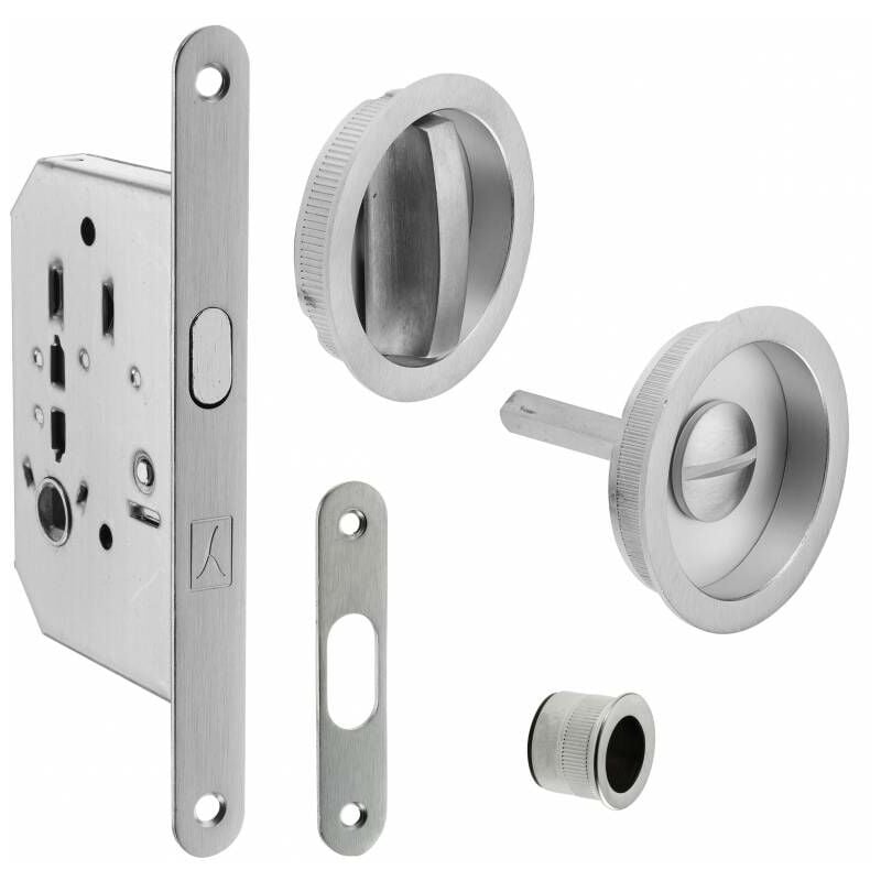 Serrure pour porte coulissante à crochet Axe à 40mm + rosaces + gâche Bonaiti