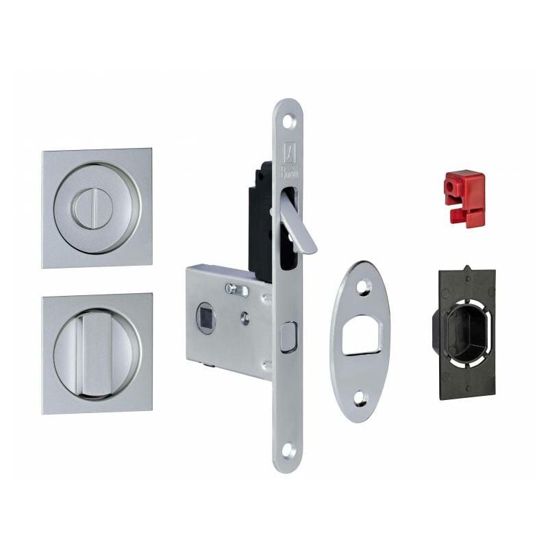 Bonaiti - Serrure pour porte coulissante carré chromée mat à condamnation