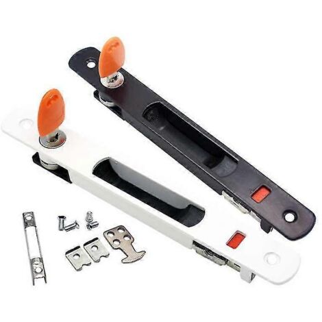 Serrure pour porte coulissante, ensemble de 2 poignées pour porte coulissante, montage encastré, à clé, poignée invisible (noir + blanc)-AquaForge
