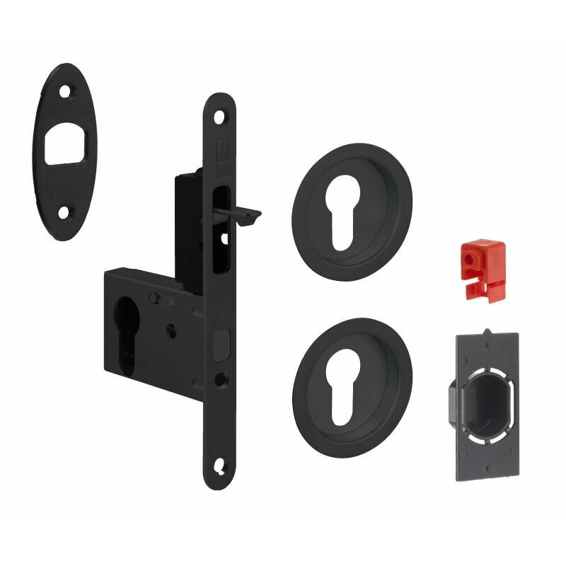 Bonaiti - Serrure pour porte coulissante ronde noir mat Trou de cylindre i