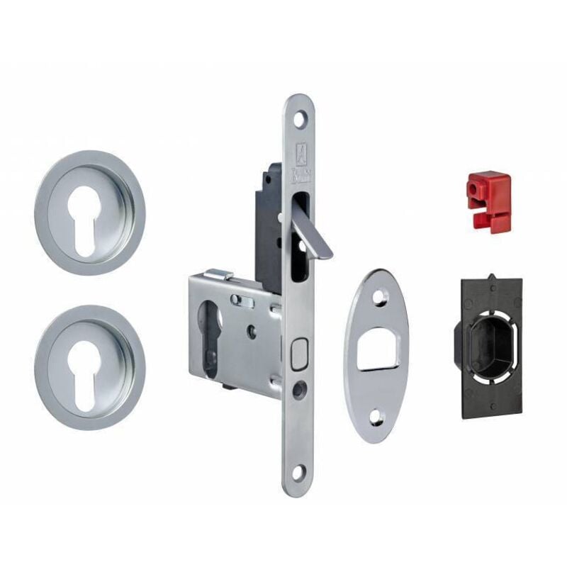 Bonaiti - Serrure pour porte coulissante ronde chromée mat Trou de cylindre i