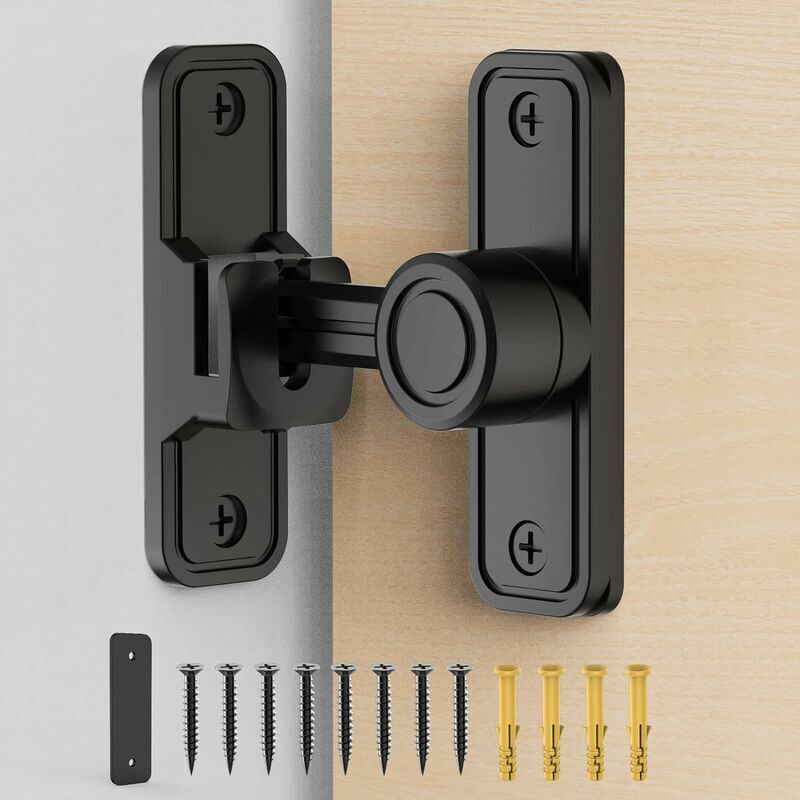 Serrure pour porte de grange coulissante, verrou à 90 degrés pour porte de grange, loquet pour grange, jardin, salle de bain, extérieur, garage,