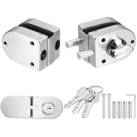 Serrure pour porte en verre d'une épaisseur de 8 à 12 mm – Verrou de sol pour porte double — Argent
