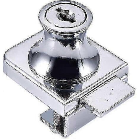 Serrure pour porte vitrée, serrure en acier chromé, serrure pour écran en verre, serrure pour portes vitrées, serrure pour vitrine, pour porte vitrée, perçage de 5 à 8 mm, 2 clés incluses-AquaForge