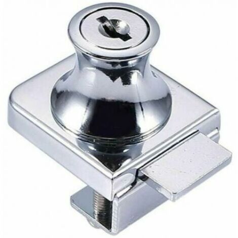 Serrure pour porte vitrée, serrure en acier chromé, serrure pour porte vitrée, serrure vitrine pour porte vitrée, mèche de 5 à 8 mm avec 2 clés