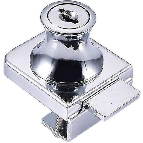 Serrure pour porte vitrée, serrure en acier chromé, serrure pour portes en verre, serrure pour vitrine, pour porte vitrée, perçage de 5 à 8 mm, 2 clés incluses-AquaForge