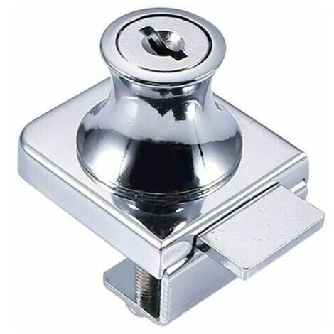 Serrure pour porte vitrée YLUOWL, serrure en acier chromé, serrure pour panneau de verre, serrure pour porte vitrée, serrure pour vitrine, pour porte vitrée, perçage de 5 à 8 mm, 2 clés incluses LMLY-
