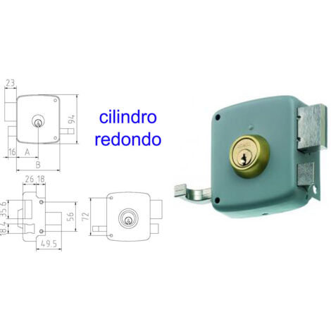 Serrure saillante MCM 2525PR-100-cylindre rond peint à gauche