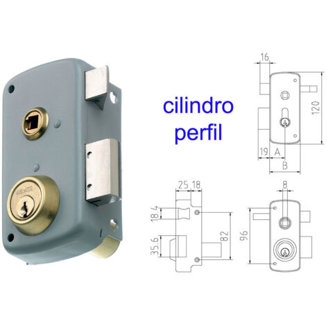 Serrure saillante MCM 2556BP-60 Profil de cylindre peint à gauche