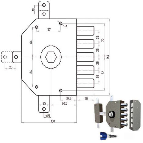 Serrure Sic.Quintuple Droit Pompe 3300P Cr