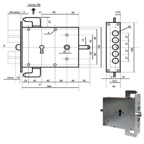 Serrure Sic.Triplex Droit Cil. 1900N4Cil Puissante