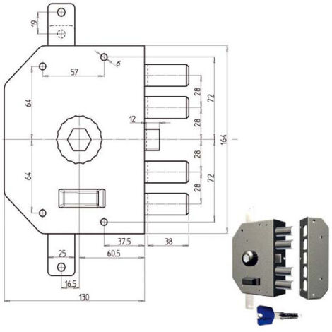 Serrure Sic.Triplex Droit Pompe 3250P Cr