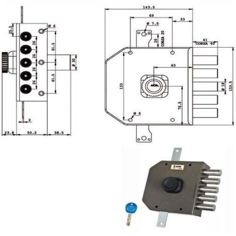 Serrure Sic.Triplex Droit Pompe Ja423 Moia