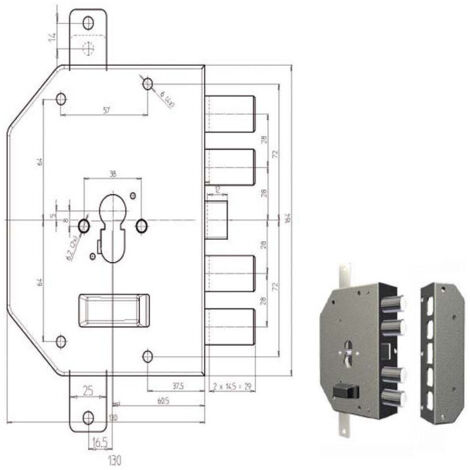 Serrure Sic.Triplex Dx Cil. 2250Pen Cr