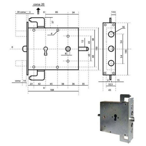 Serrure Sic.Triplex Gauche Cil. 1900N2Cil Puissante