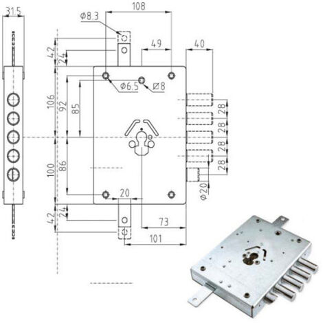 Serrure Sic.Triplex Sx Cylindre E73 Ne42-7 Atra