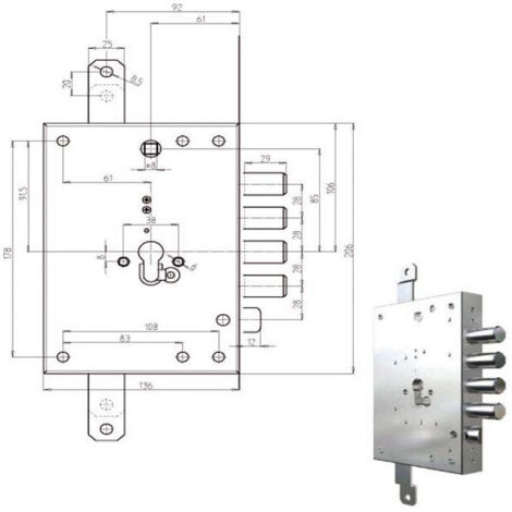Serrure Sic.Triplice Cil. 7056G-01 Cr