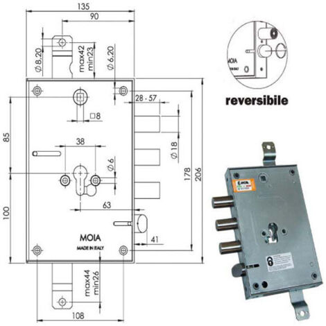 Serrure Sic.Triplice Cil. E63 664/370 Moia