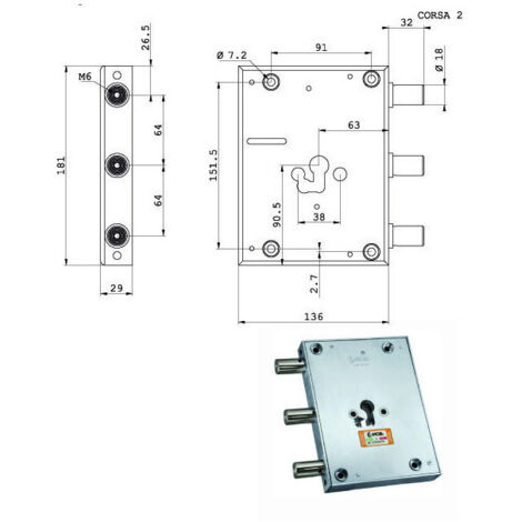 Serrure Sic.Triplice Cil. E63 Rfi661/640 Moia