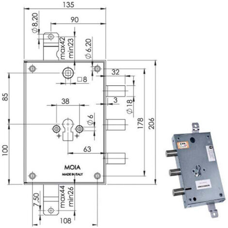 Serrure Sic.Triplice Cil. E73 663/561 Moia