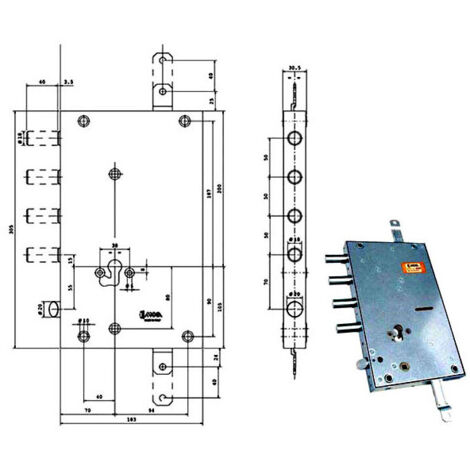 Serrure Sic.Triplice Cil.E70 Rsblt664/500Rf Moia