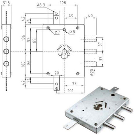 Serrure Sic.Triplice Dx Cylindre E63 32Y Atra