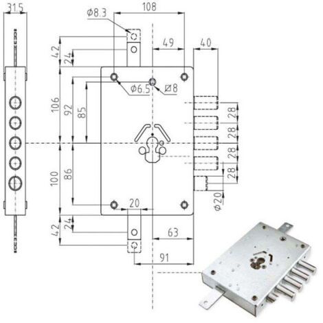 Serrure Sic.Triplice Dx Cylindre E63 Ne42 Atra