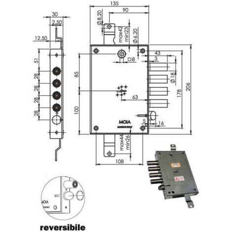 Serrure Sic.Triplice Dx Dm E63 614/280 Moia