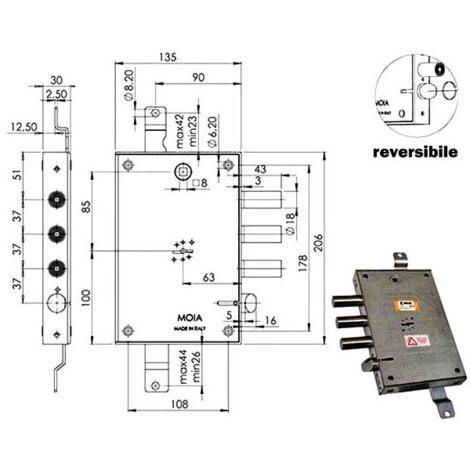 Serrure Sic.Triplice Dx Dm E63 614/370 Moia