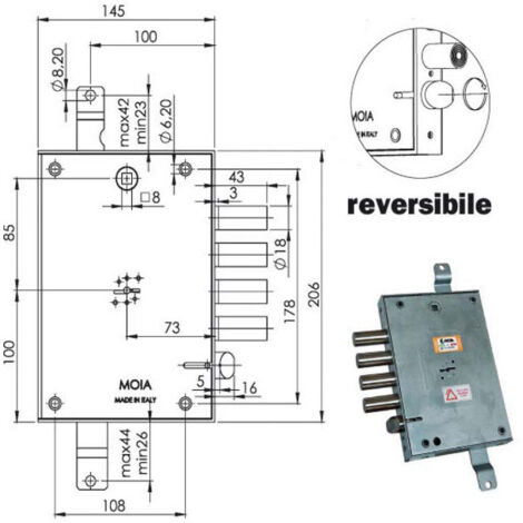 Serrure Sic.Triplice Dx Dm E73 614/281 Moia