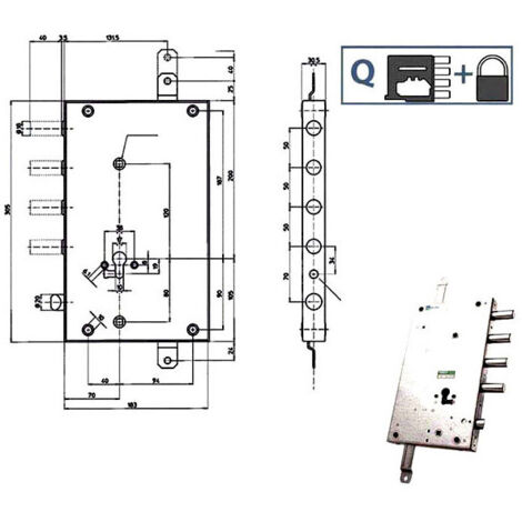 Serrure Sic.Triplice Dx Scr 110 85461 Mottura