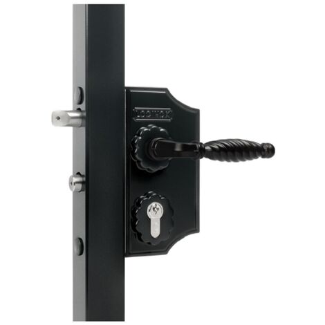 Serrure style fer forgé avec petit coffre pour profils carrés de 50 à60 m avec poignée incluse - LOCINOX