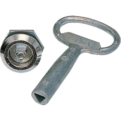 Serrure triangle mâle 7mm chromée avec 1 clé pour coffret et armoire quadro4-5 HAGER FZ450
