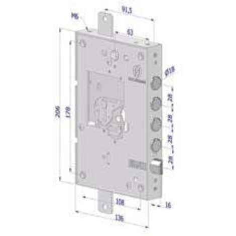 Serrure triple pour portes blindées nues S/Heart Int. 28 25 - DROITE (2501DCR0328)