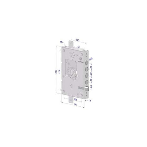 Serrure triple pour portes blindées nues S/Heart Int. 28 25 - DROITE (2501DCR0328)