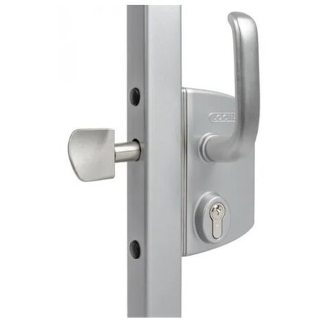 Serrure type LSKZ pour portail coulissant gris alu pour tube de 40 mm - Aluminium