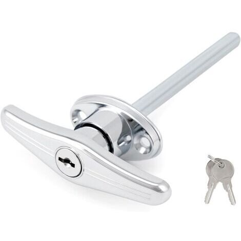 Serrure Universelle pour Porte de Garage Poignée en T, Revêtement Argenté, Inclut Clé (Noir)
