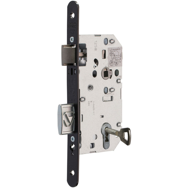 Serrure à larder D451 clé L axe 50mm bout rond finition noir sans gâche - VACHETTE - 2687000