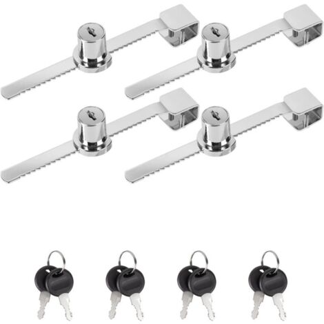 Serrure Vitrine, 4 Pièces Serrure de Porte en Verre pour Portes Coulissantes en Verre de 2 à 8 mm d'Épaisseur sans Perçage, Serrure de Porte Coulissante en Verre pour Maison et Commerce