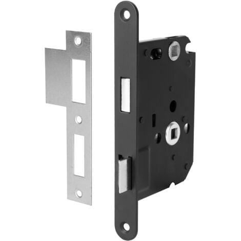 Serrure WC avec plaque frontale noire PC63 - Par pièce