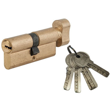 Serrurerie de Picardie - Cylindre de serrure à bouton Tiger 6, 30Bx30mm, laiton, anti-arrachement, anti-perçage, 5 clés