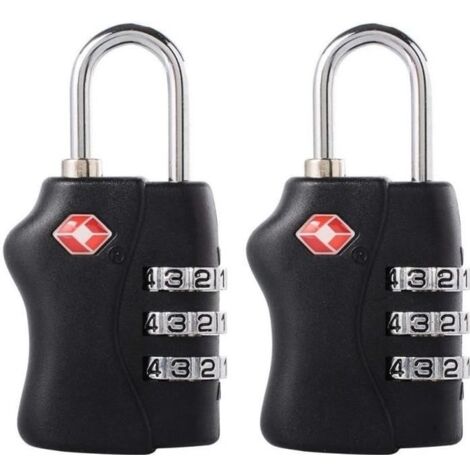 Serrures à bagages TSA, cadenas de sécurité à 3 chiffres, cadenas à combinaison,pour valise sac bagage, Noir [2 Pack]