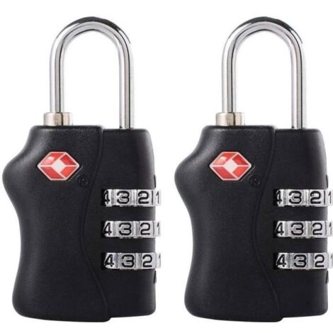 Serrures à bagages TSA, cadenas de sécurité à 3 chiffres, cadenas à combinaison,pour valise sac bagage, Noir [2 Pack]