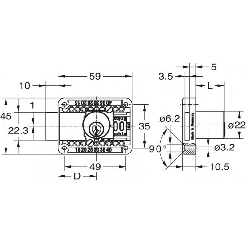 FP - Serrures à pêne meubles 2828 laiton